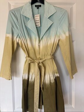 bebe Ombre Trench Coat in Mint, Yellow & Olive